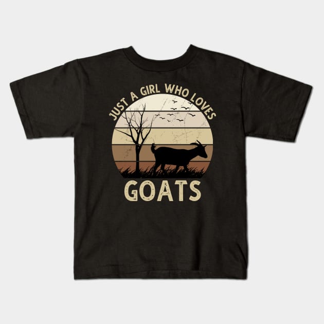 Just A Girl Who Loves Goats Kids T-Shirt by DragonTees